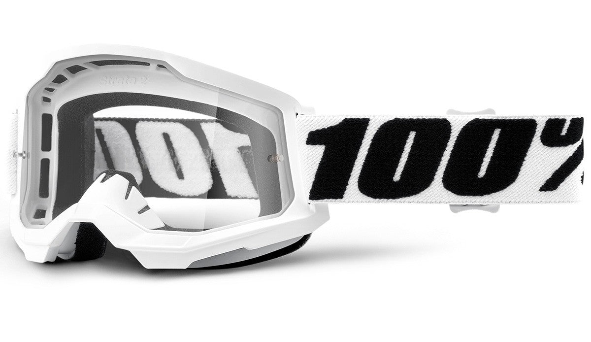 Gafas motocross 100% strata 2 blanco lente plata